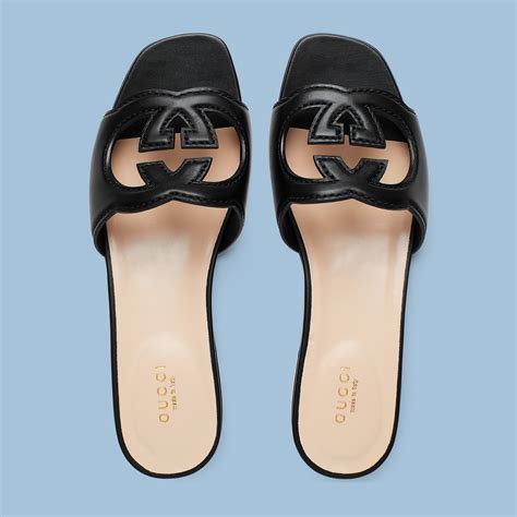 gucci sandal slides|women's interlocking g slide sandal.